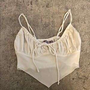 White Ruched Crop Top